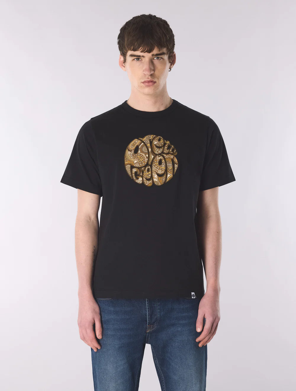 Pretty Green Hermosa Paisley Logo T-Shirt Black