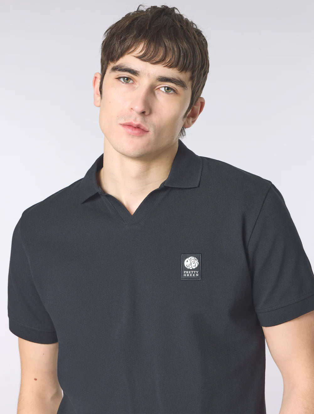 Pretty Green Resonance Solid Colour Polo Shirt Black