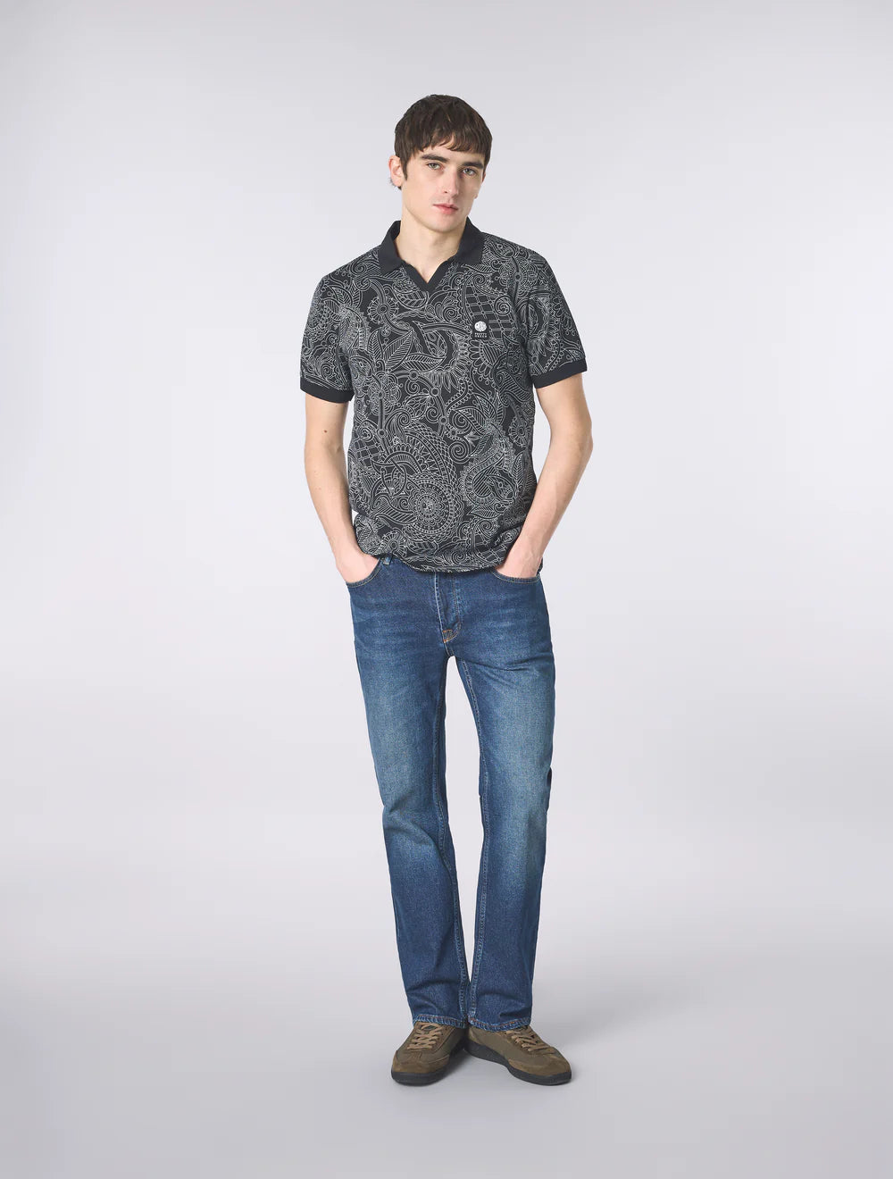 Pretty Green Resonance Linear Polo Shirt Black