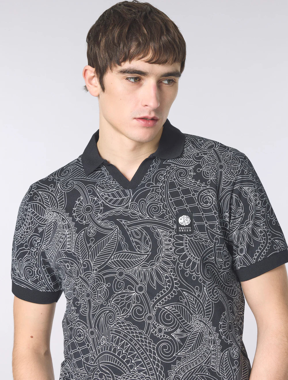 Pretty Green Resonance Linear Polo Shirt Black