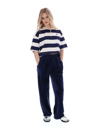 Fila Vintage Ladies Genoa Boxy Cropped T-Shirt Navy/Gardenia