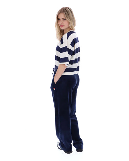 Fila Vintage Ladies Genoa Boxy Cropped T-Shirt Navy/Gardenia