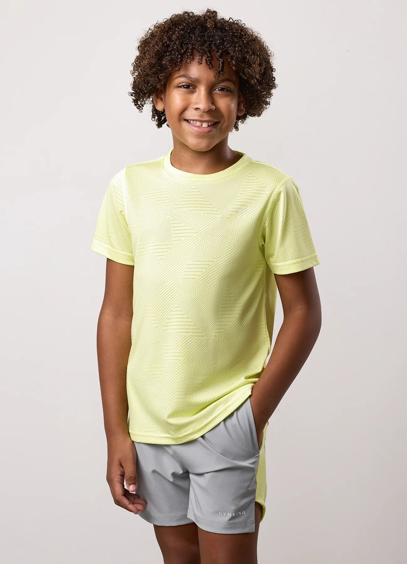 Gym King Junior Geometric Knit T-Shirt Limelight