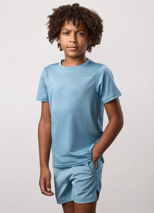 Gym King Junior Geometric Knit T-Shirt Sea Mist