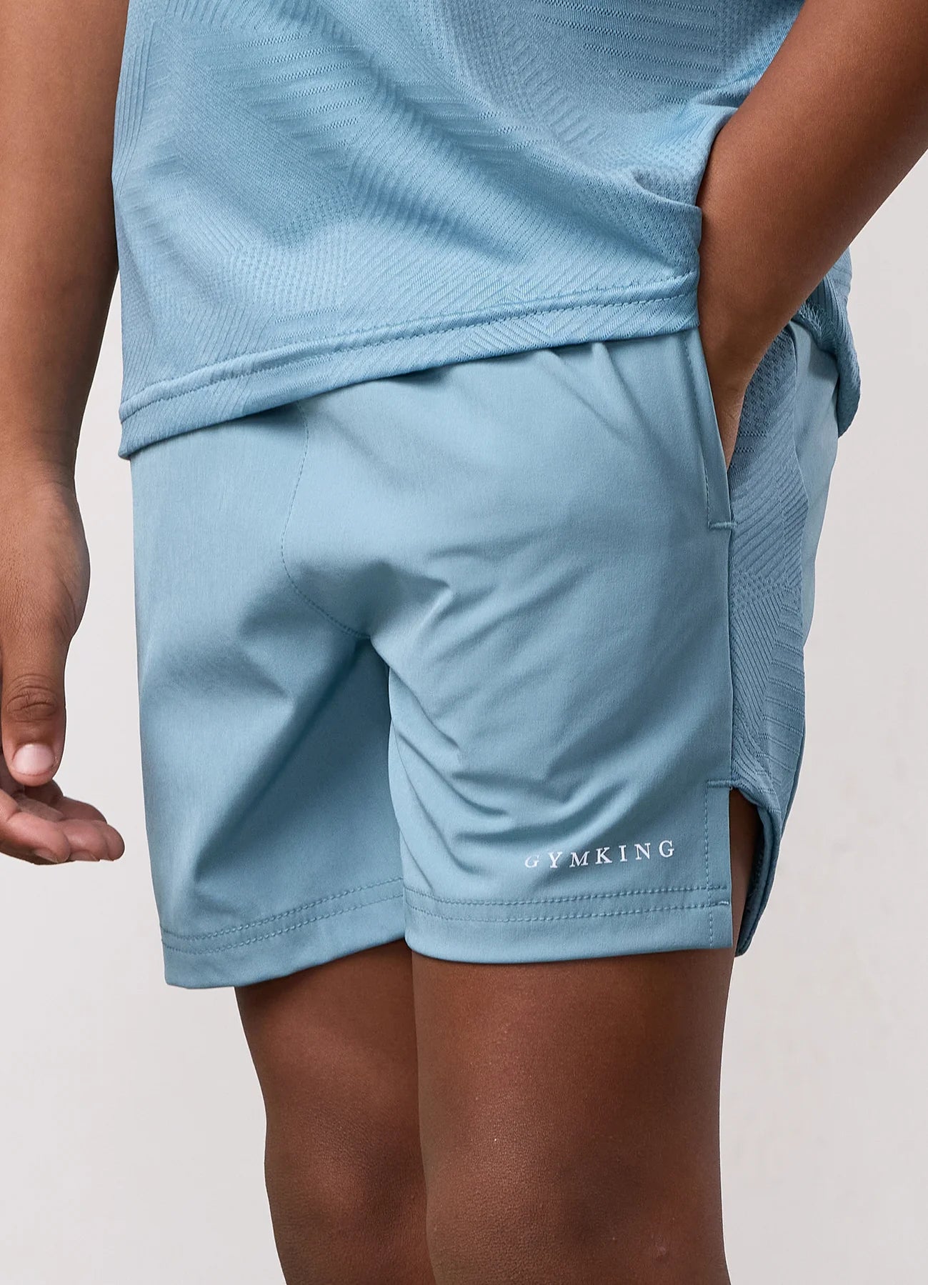 Gym King Junior Geometric Knit Short Sea Mist