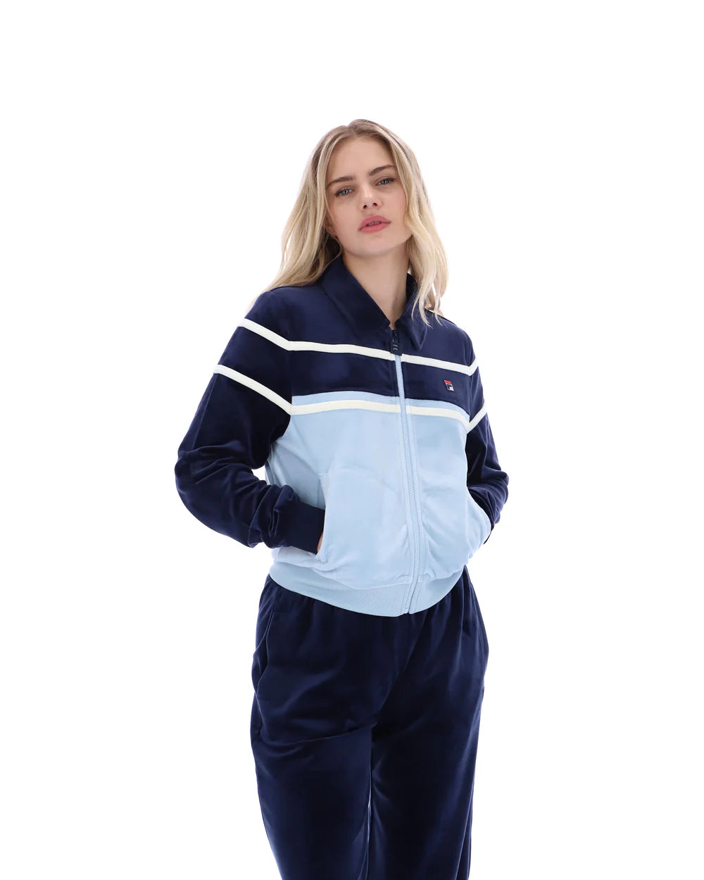 Fila Vintage Ladies Giovana Cropped Zip-Up Jacket Navy