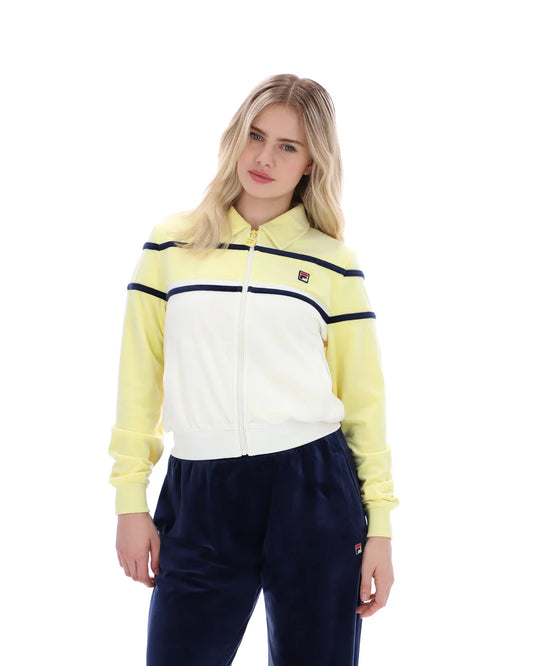 Fila Vintage Ladies Giovana Cropped Zip-Up Jacket Lemon Chiffon