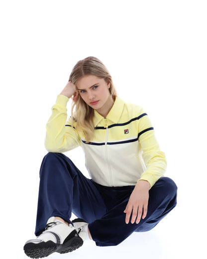 Fila Vintage Ladies Giovana Cropped Zip-Up Jacket Lemon Chiffon