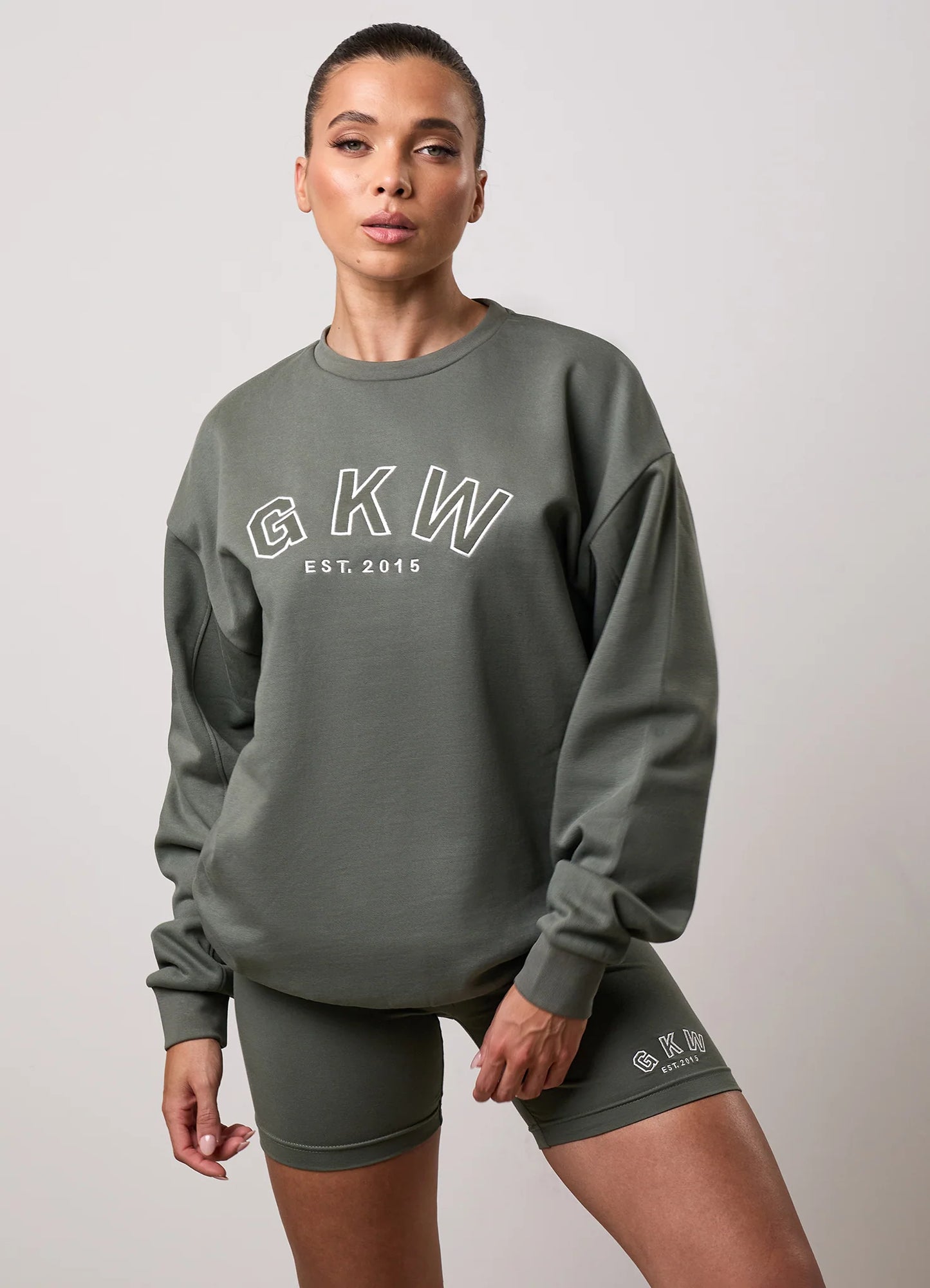 Gym King Ladies Oversized Crew Sweatshirt Dusk Green