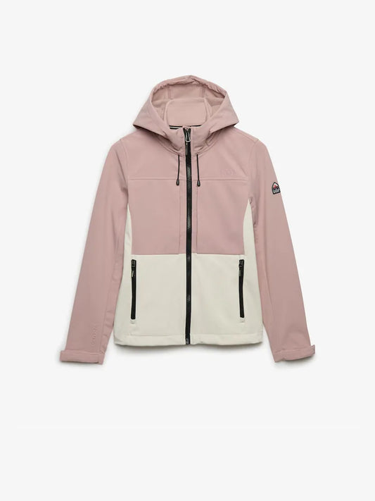 Superdry Ladies Hooded Colourblock Trekker Jacket Adobe Rose/Off White