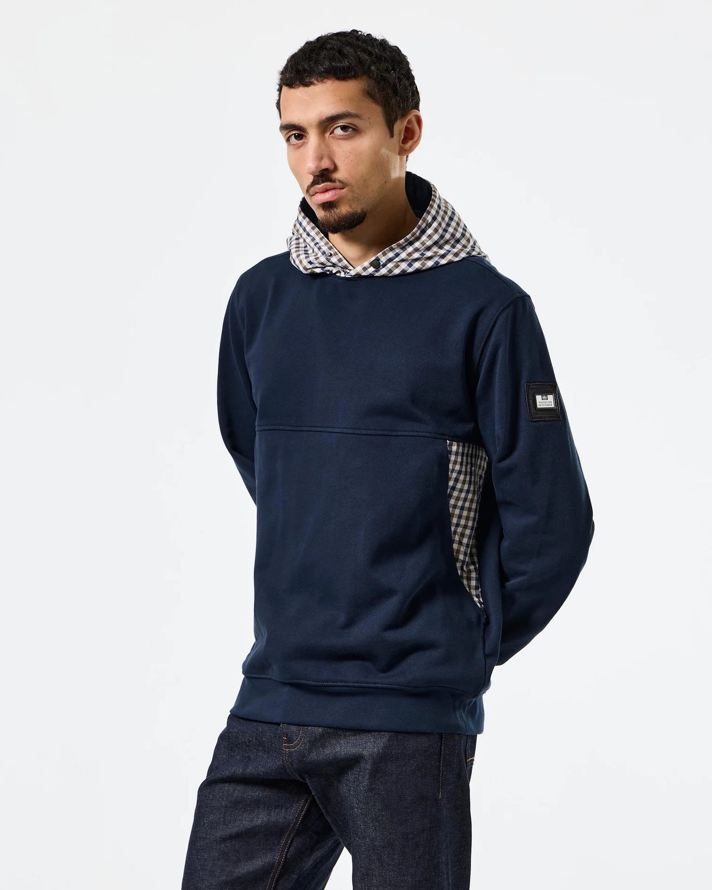 Weekend Offender Bayswater Check Hoodie Navy/Mid House