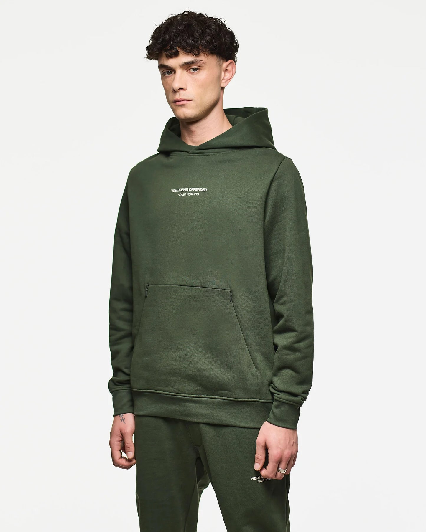 Weekend Offender Cobain Hoodie Black Forest Green/Calcium