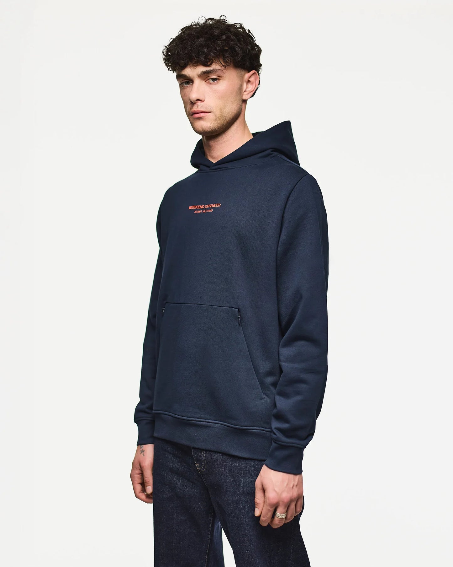 Weekend Offender Cobain Hoodie Navy/Sunset Orange