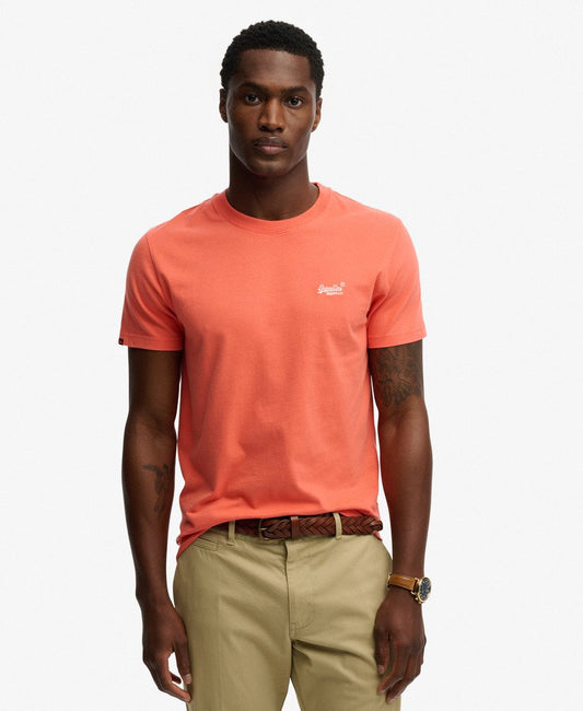 Superdry Essential Logo Embroidered T-Shirt Sunburst Coral