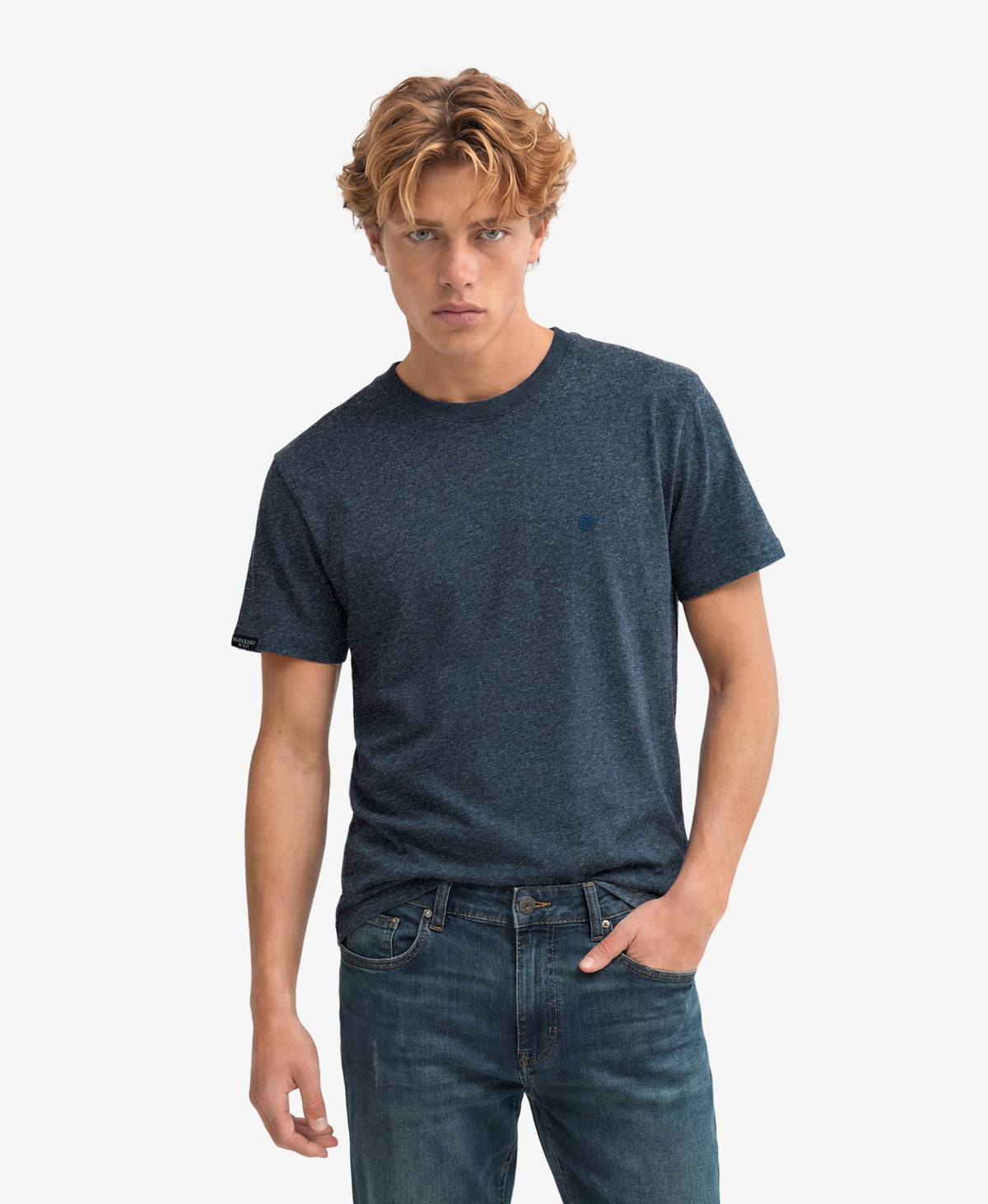 Superdry Essential Logo Embroidered T-Shirt Dark Blue Grit/Pure Navy