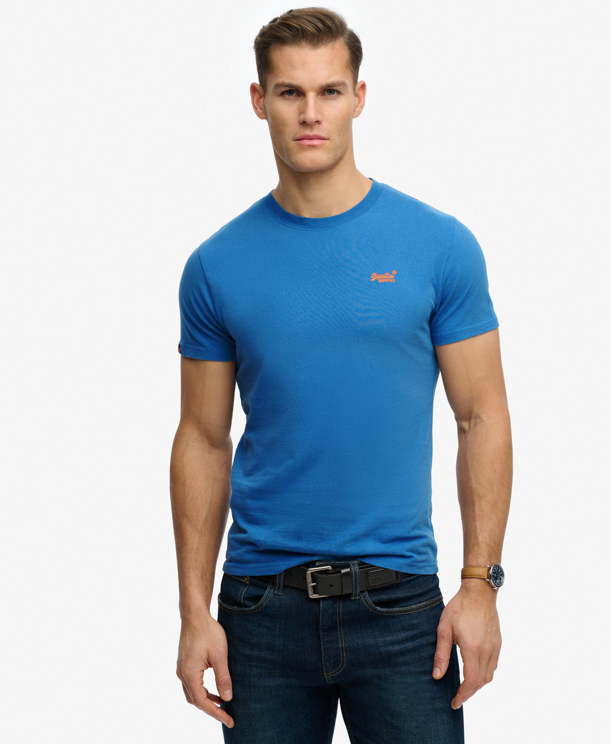 Superdry Essential Logo Embroidered T-Shirt Monaco Blue/Red