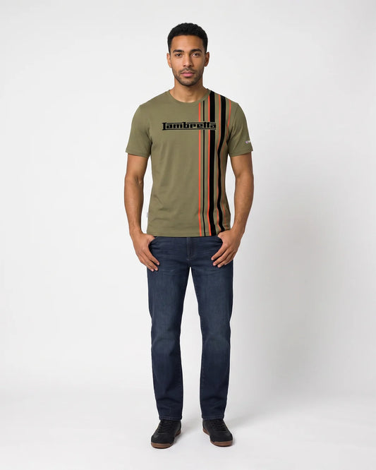 Lambretta Racing Stripe T-Shirt Khaki/Desert Sun