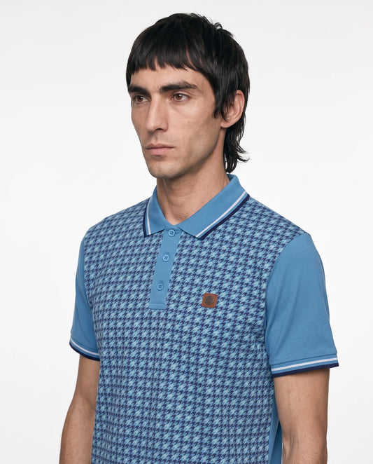 Lambretta Houndstooth Polo Shirt Dark Blue