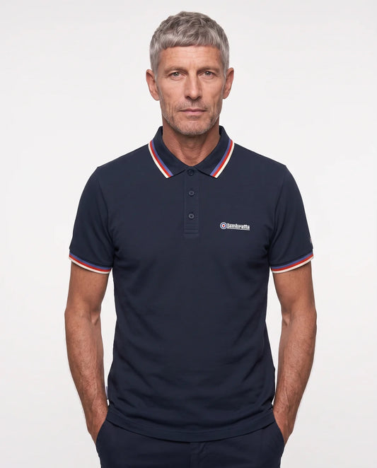 Lambretta Triple Tipped Polo Shirt Dark Navy (Blue/Red/Jet Stream)