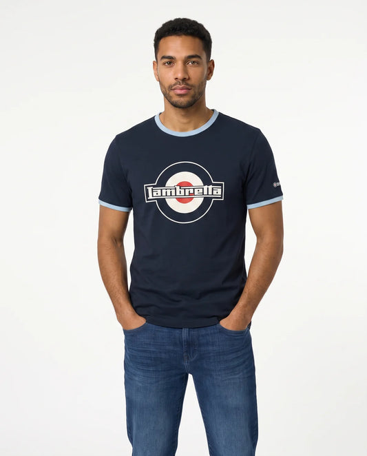 Lambretta Logo Ringer T-Shirt Dark Navy/Blue