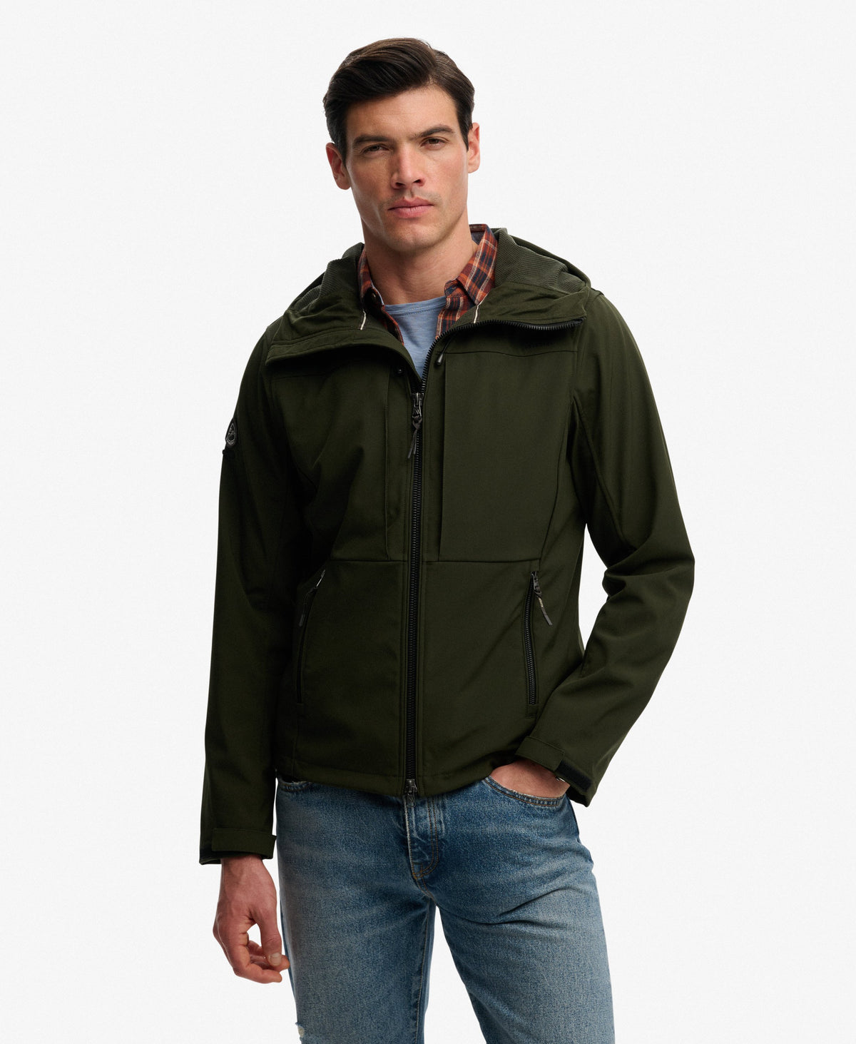 Superdry Hooded Softshell Trekker Jacket Surplus Goods Olive Green
