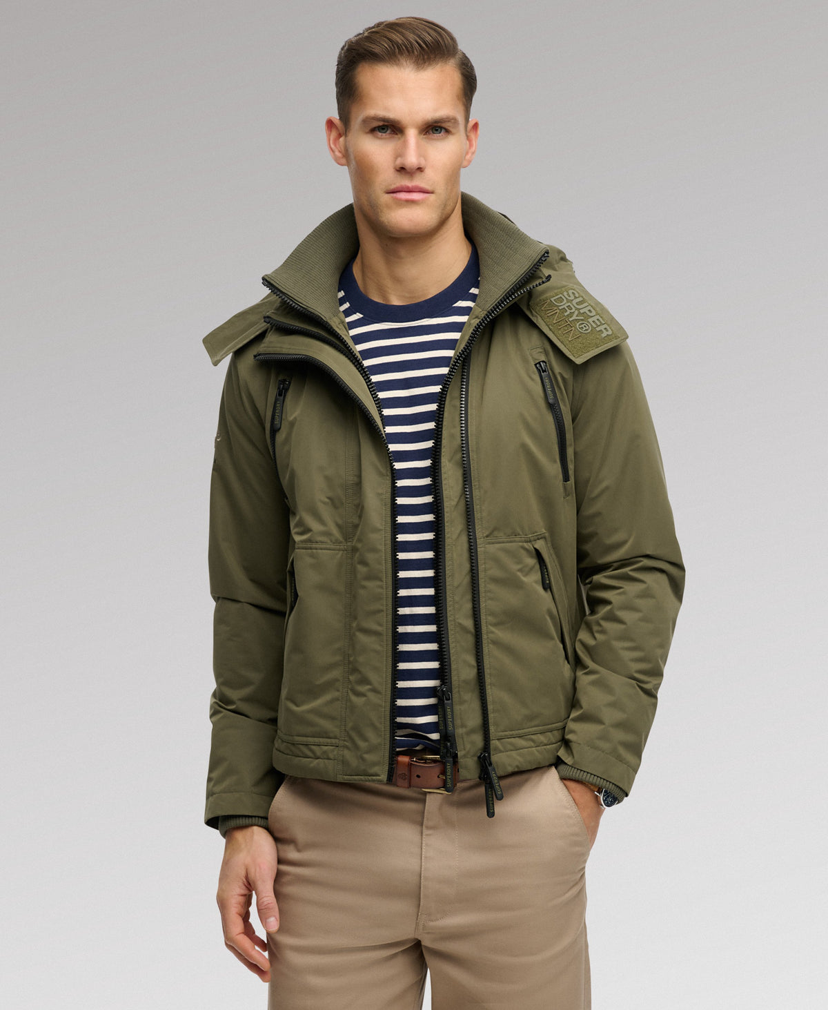 Superdry Hooded MF Arctic Windcheater Washed Khaki