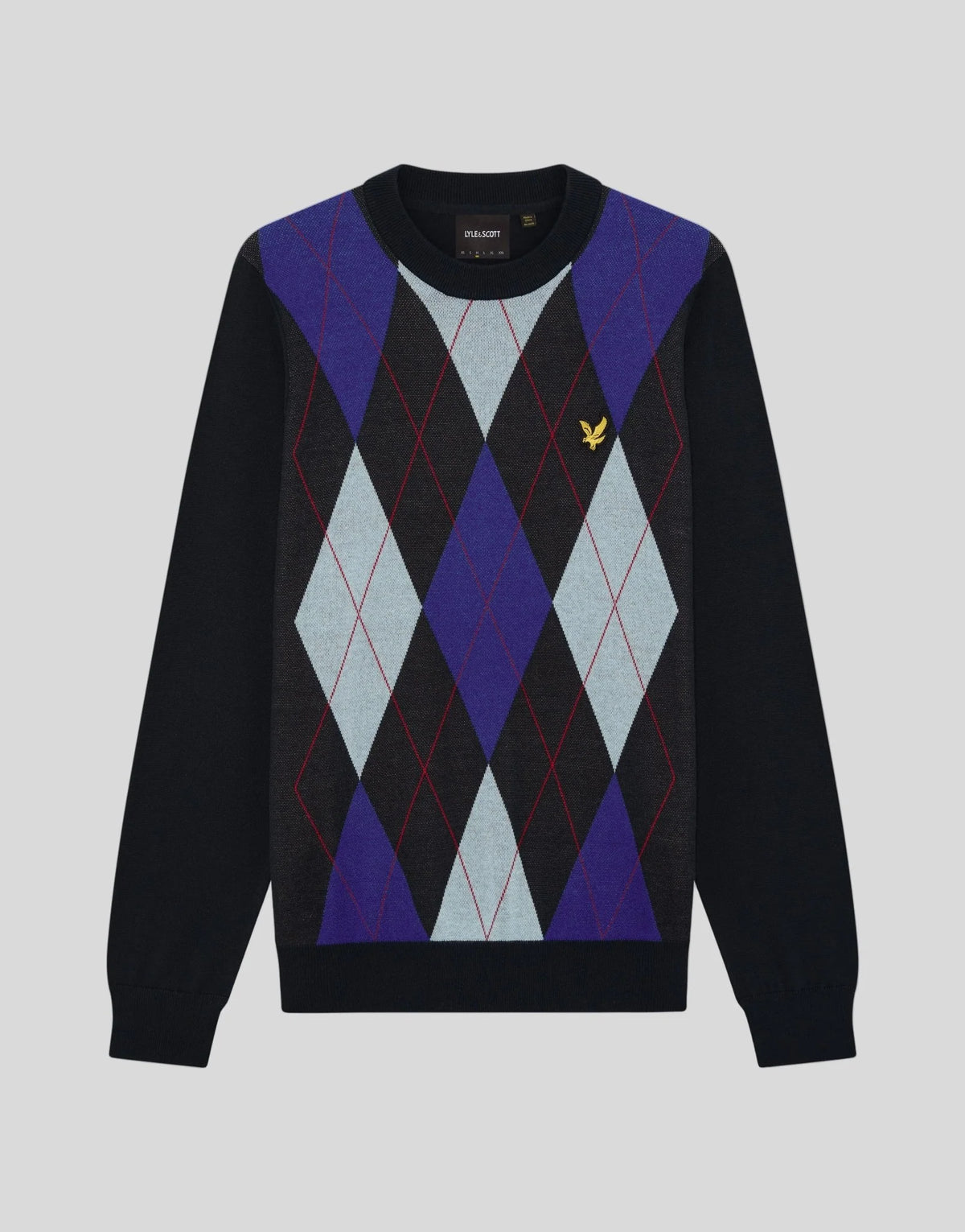 Lyle & Scott Argyle Knitted Crew Neck Jumper Dark Navy