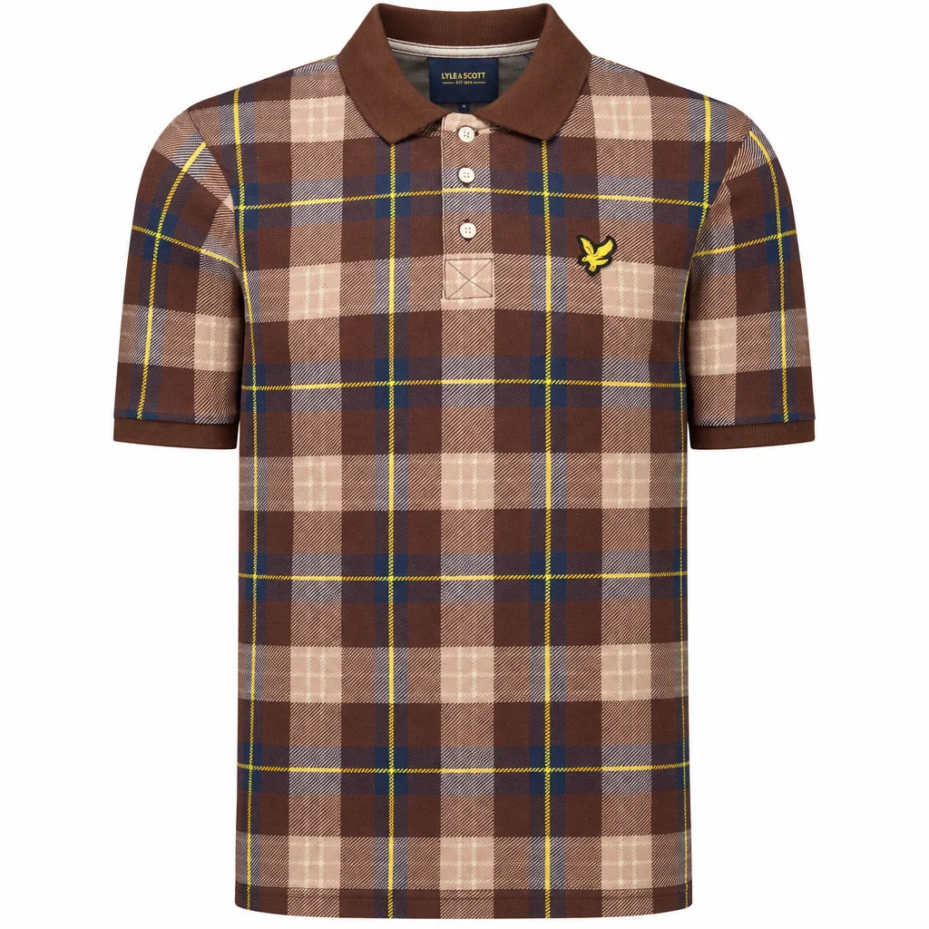 Lyle & Scott All Over Tartan Polo Shirt Brown/ Tartan