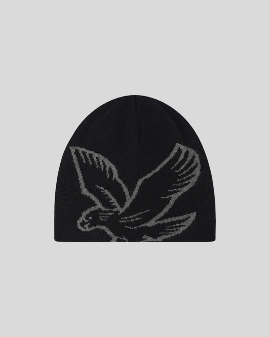 Lyle & Scott Eagle Jacquard Beanie Jet Black/ Mid Grey Marl