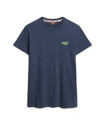 Superdry Essential Logo Embroidered T-Shirt Lauren Navy/Fluro Lime