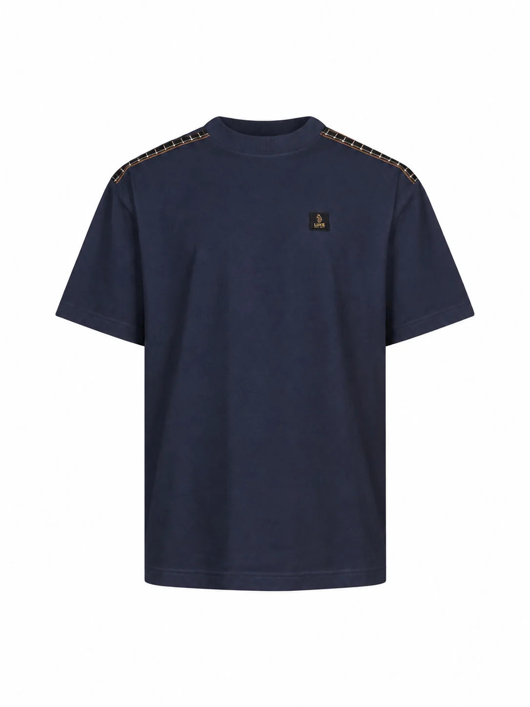 Luke 1977 Glen Relaxed Fit Check T-Shirt Dark Navy
