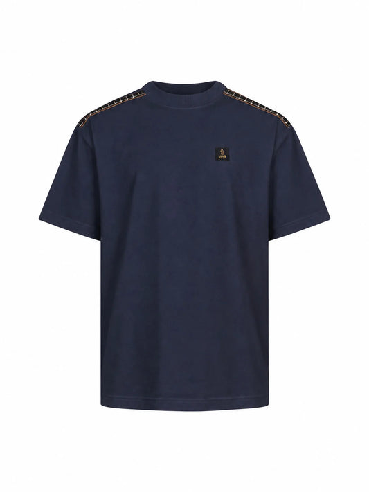 Luke 1977 Glen Relaxed Fit Check T-Shirt Dark Navy