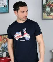 Lambretta Scooter Flag T-Shirt Dark Navy