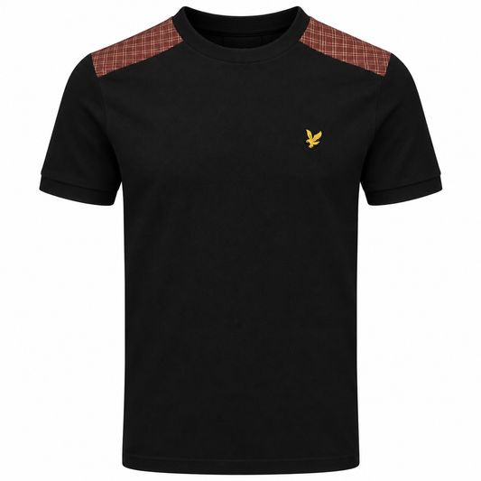 Lyle & Scott Check Panelled T-shirt Jet Black