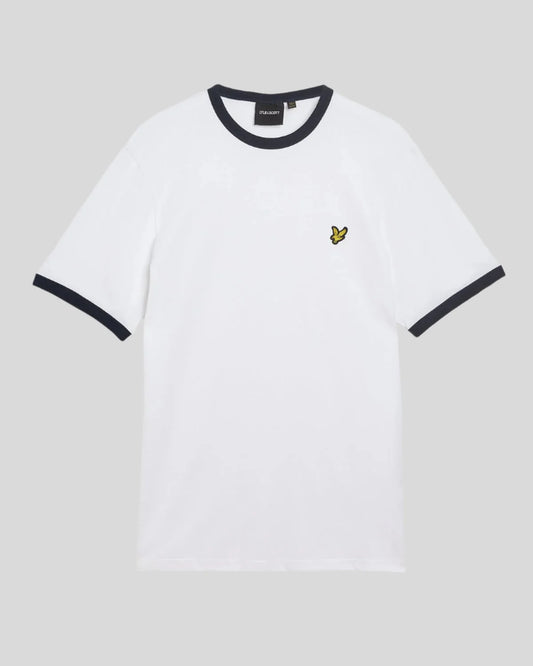Lyle & Scott Ringer Cotton Crew Neck T-Shirt White/Dark Navy