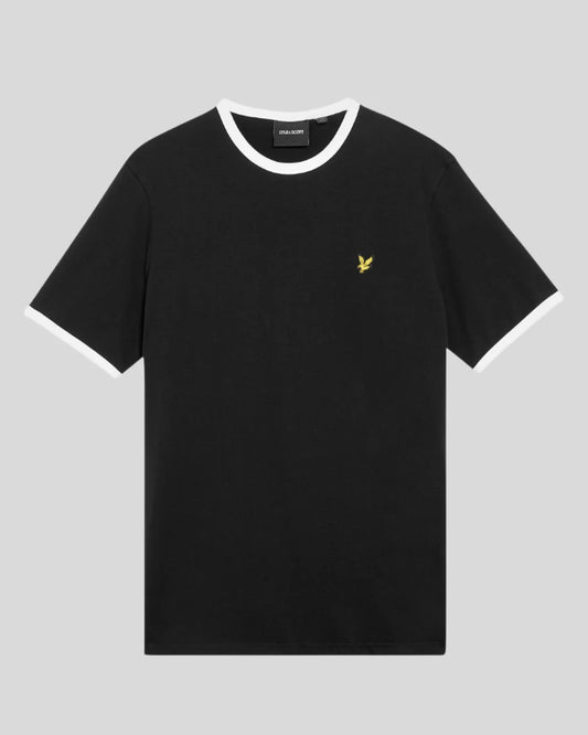 Lyle & Scott Ringer Cotton Crew Neck T-Shirt Jet Black/ White