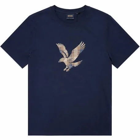 Lyle & Scott Tartan Eagle T-Shirt Dark Navy/ Brown