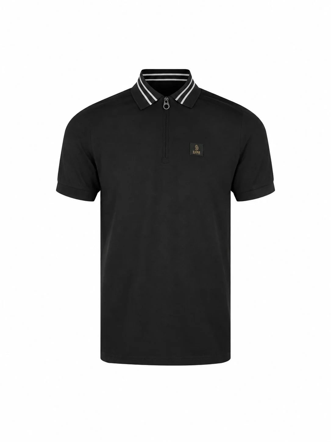 Luke 1977 Throop Zip Neck Polo Black Platinum