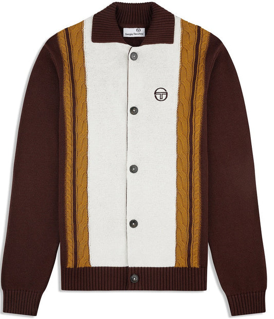 Sergio Tacchini Bruni Knit Cardigan Bitter Chocolate/Gardenia/Pumpkin Spice