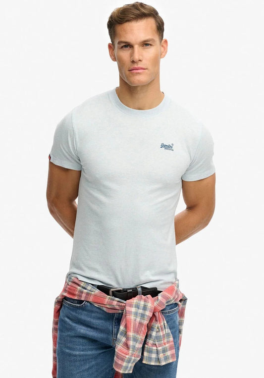 Superdry Essential Logo Embroidered T-Shirt Icy Blue Marl/Navy*