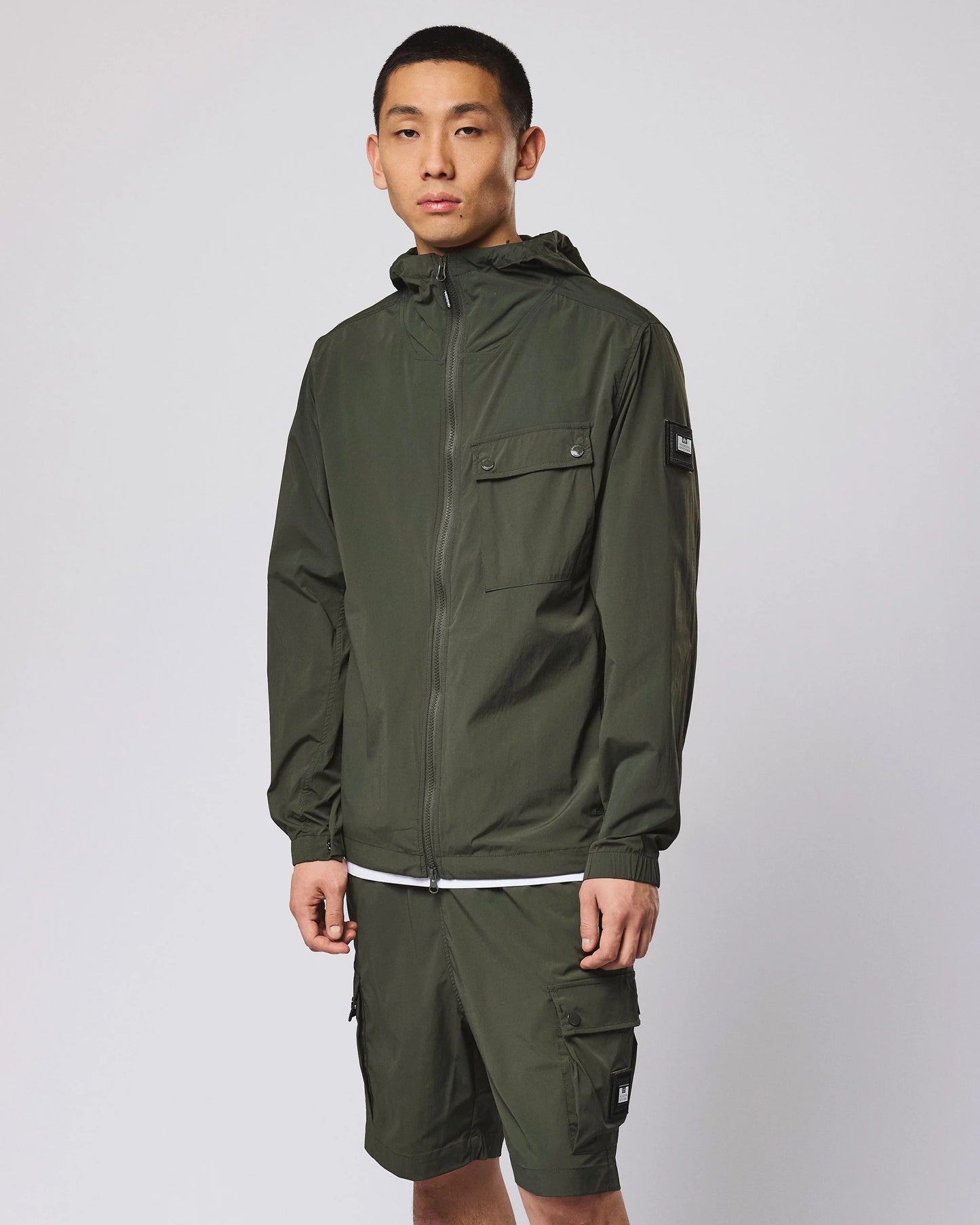 Weekend Offender Temara Technical Windbreaker Jacket Black Forest Green