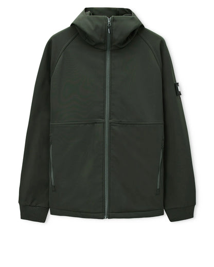 Weekend Offender Stipe Softshell Jacket Black Forest Green