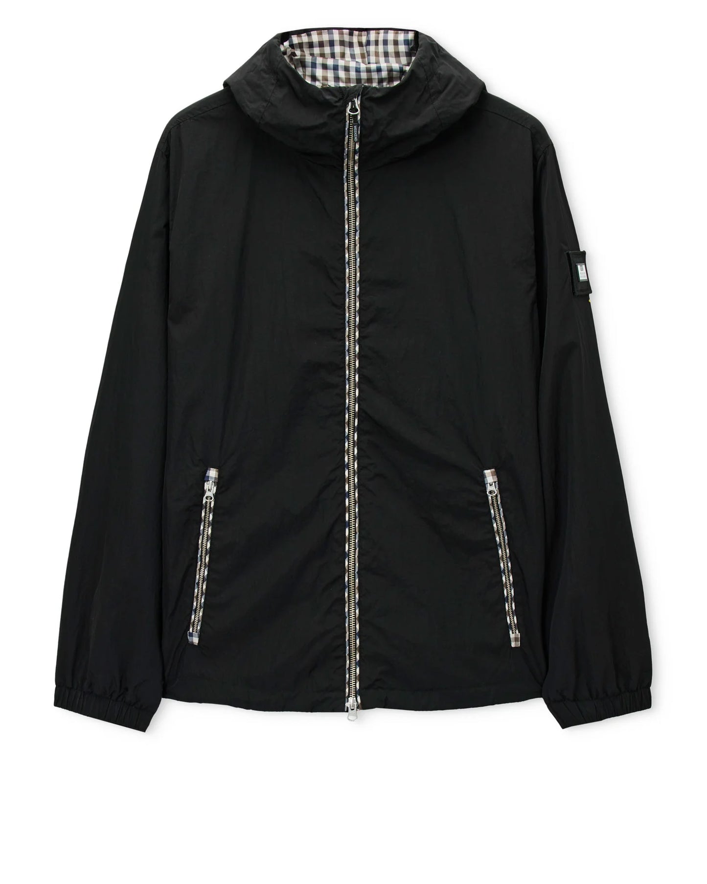 Weekend Offender Campania Check Windbreaker Jacket Black