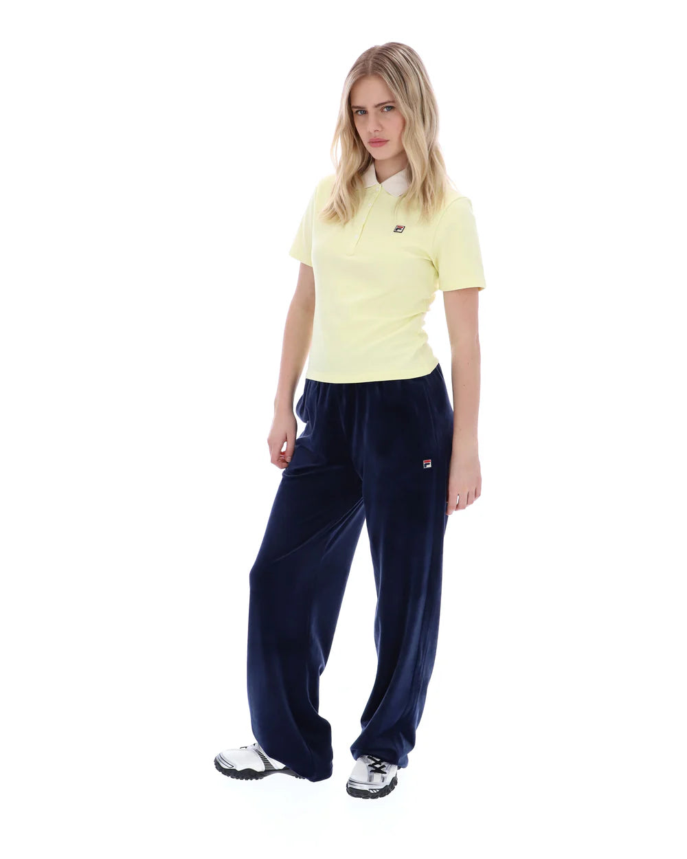 Fila Vintage Ladies Juno Fitted Iconic Polo Shirt Wax Yellow/Gardenia