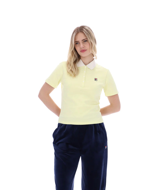 Fila Vintage Ladies Juno Fitted Iconic Polo Shirt Wax Yellow/Gardenia