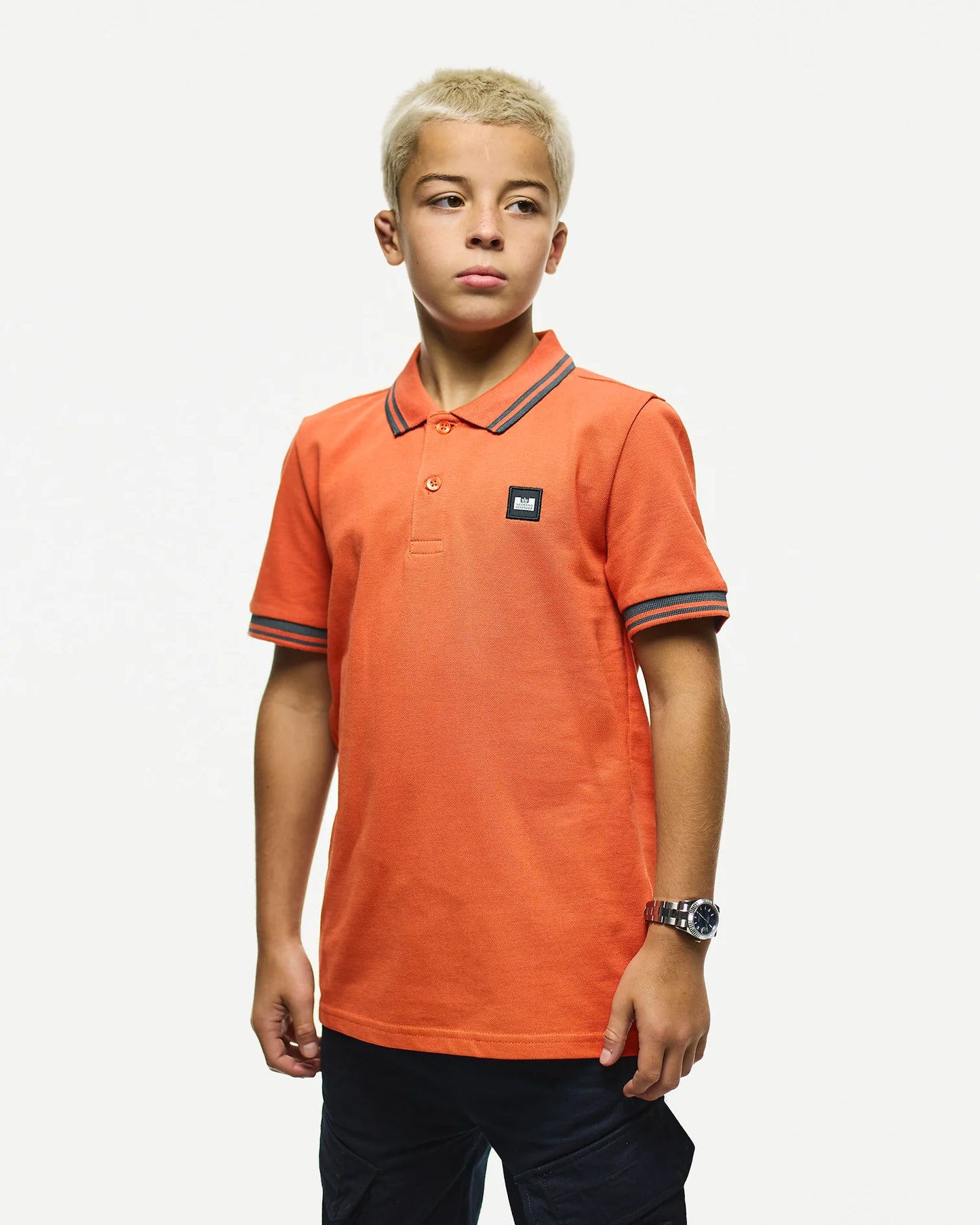 Weekend Offender Junior Levanto Polo Shirt Sunset Orange/Cyclone Grey