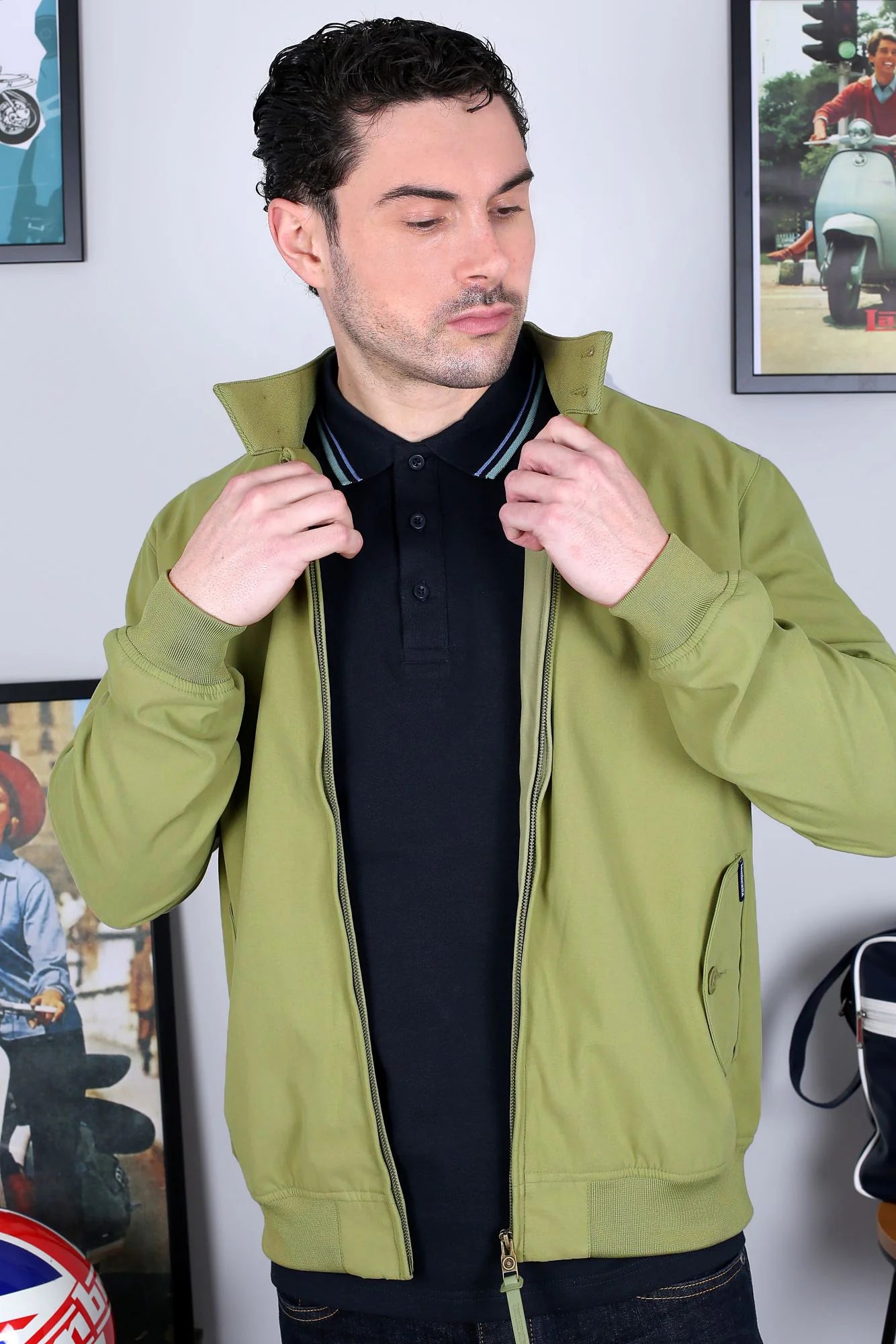 Lambretta Shower Resistant Harrington Jacket Olive