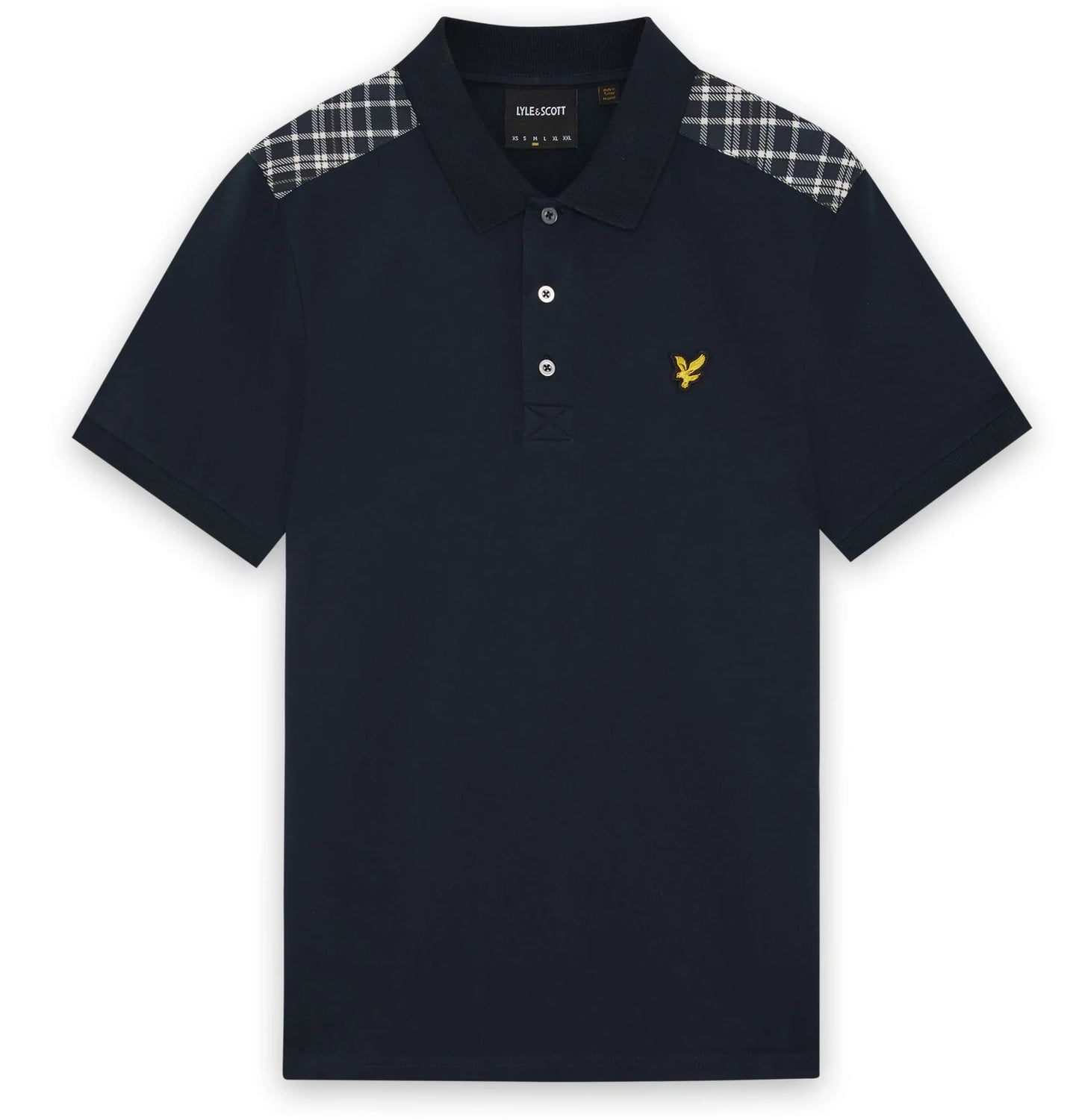 Lyle & Scott Check Panelled Polo Shirt Dark Navy
