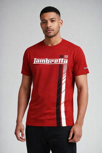 Lambretta Fade Racing Stripe T-Shirt Red
