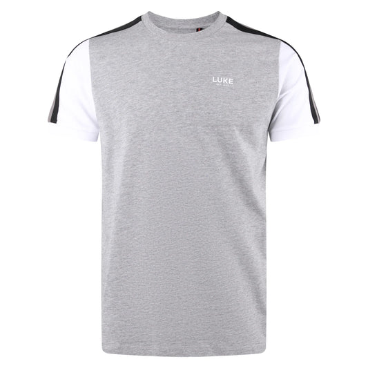 Luke 1977 Wistmans Colour Block T-Shirt Mid Grey Marl